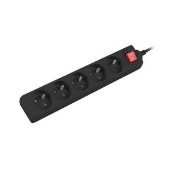 Разклонител Lanberg, 5 гнезда, с ключ, 1.5 м кабел, черен | JAR Computers Lanberg PS1-05E-0150-BK