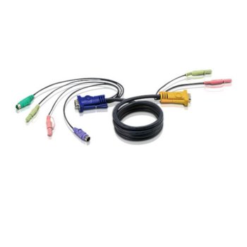 KVM кабел ATEN 2L-5302P, VGA(м) + 2x PS2(м) + 2x RCA към SPHD15(м) + 2x RCA, 1.8 м | JAR Computers ATEN 2L-5302P