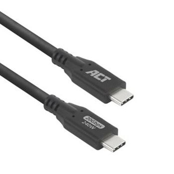 Кабел ACT AC7420, от USB C(м) към USB C(м), 0.5m, 240W, черен | JAR Computers ACT AC7420