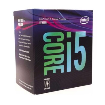 Процесор Intel Core i5-8600 шестядрен (3.1/4.3GHz 9MB Cache, 1150MHz графична честота, LGA1151) BOX, с охлаждане | JAR Computers Intel Core i5-8600 BX80684I58600SR3X0