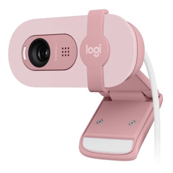 Уеб камера Logitech Brio 100 (960-001623), микрофон, Full HD (1920x1080@30fps), защитен капак, розова | JAR Computers Logitech Brio 100 Rose 960-001623