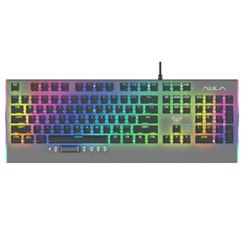 Клавиатура Aula F2099, гейминг, механична, RGB подсветка, сива, USB image