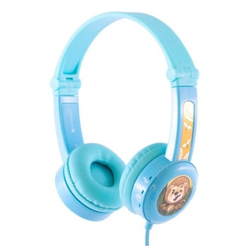 Слушалки BuddyPhones TRAVEL Blue, детски, AUX, декоративни стикери, сгъваем дизайн, сини | JAR Computers BuddyPhones TRAVEL Blue