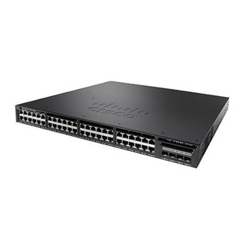 Суич Cisco Catalyst 3650 WS-C3650-48PS-E, 1000 Mbps, 48-ports, PoE, 4x 1G Uplink ports, 640WAC power supply | JAR Computers Cisco Catalyst 3650 WS-C3650-48PS-E