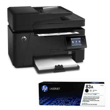HP LaserJet Pro MFP M127fw +тонер касета 83А (1500к.), лазерен принтер/скенер/копир, 600x600 dpi, 20/7стр/мин, ADF, USB, LAN 100, WiFi, 1г. | JAR Computers HP LaserJet Pro MFP M127fw 83A Toner bundle