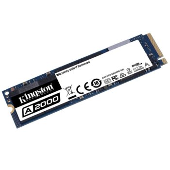 Памет SSD 1TB Kingston A2000, PCIe Nvme, M.2 (2280), скорост на четене 2,200 MB/s, скорост на запис 1,900 MB/s, bulk | JAR Computers Kingston 1TB A2000 PCIe Nvme M.2 Bulk