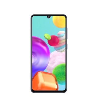 Смартфон Samsung SM-415 GALAXY A41 (син), поддържа 2 SIM карти, 6.1" (15.49 cm) FHD+ Super AMOLED, осемядрен Mediatek MT6768 2GHz, 4GB RAM, 64GB Flash памет (+ microSD слот), 48.0 MP + 8.0 MP + 5.0 MP & 25.0 MPix камера, Android 10 | JAR Computers Samsung SM-415 GALAXY A41 4/64GB Blue
