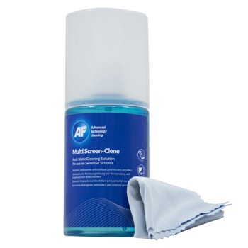 Антистатичен почистващ спрей в комплект с микрофибърна кърпа AF MCA200MIF, за екрани и TV, 200ml | JAR Computers Почистващ спрей AF MCA200MIF