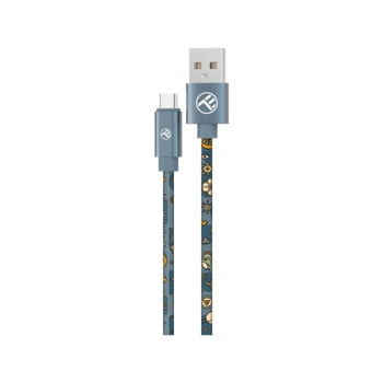Кабел Tellur Graffiti (TLL155671), от USB-A(м) към USB-C(м), 1m, син | JAR Computers Tellur Graffiti TLL155671 от USB-A м към USB-C м