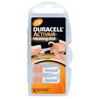 Батерии Duracell Activair DA13, Zinc-Air, 1.45V, 6 бр. image