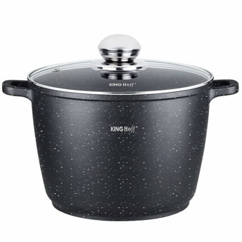 Тенджера KingHoff KH 1599, вместимост 10 l, 28 cm диаметър, алуминий, капак, черна | JAR Computers KingHoff KH 1599