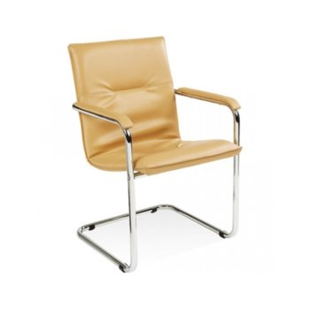 Посетителски стол Rumba Beige, еко кожа, хромирани крака, бежов | JAR Computers RUMBA Beige