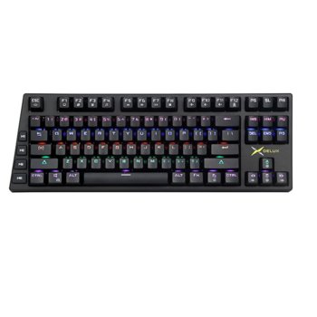 Клавиатура Delux KM12 Rainbow LED, механична, Blue Switch, гейминг, черна, USB type-C image