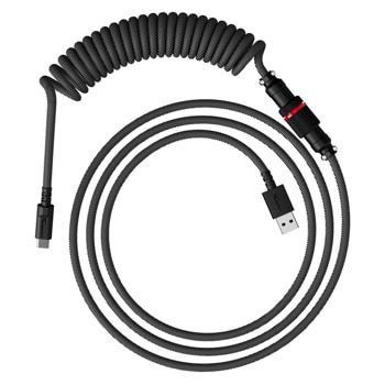 Кабел за клавиатура HyperX Coiled Cable Gray-Black (6J679AA), от USB A (м) към USB C(м), 1.37м, черен | JAR Computers HyperX Coiled Cable Gray-Black 6J679AA