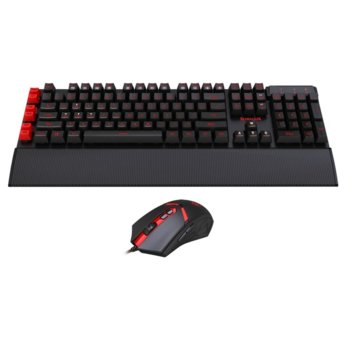 Комплект клавиатура и мишка Redragon Yaksa&Nemeanlion Set, гейминг, мултимедийни клавиши, 3000 dpi, RGB подсветка, USB, черни image