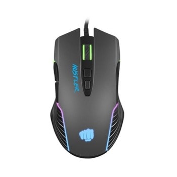 Мишка Fury Hustler (NFU-1698), оптична (6400 dpi), USB, черна, RGB подсветка, 6 програмируеми бутона | JAR Computers Fury Hustler NFU-1698