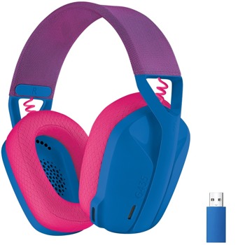 Слушалки Logitech G435 (981-001061), безжични, микрофон, USB, Bluetooth, 40mm говорители, до 18 часа време на работа, сини image