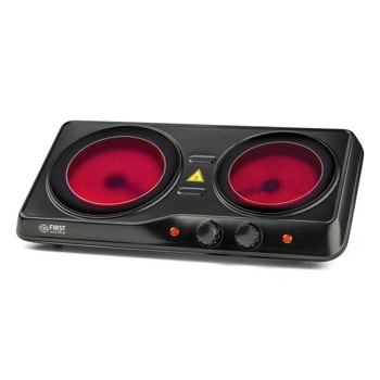 Керамичен котлон First Austria FA-5097-2, 2 нагревателни зони, 2000W, инфрачервен нагревател, механичен контрол, черно | JAR Computers First Austria FA-5097-2