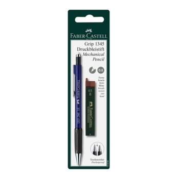 Автоматични моливи Faber-Castel Grip, дебелина на линията 0.5 mm, син, включени 12 графита | JAR Computers Faber-Castell Grip 0.5 mm включени 12 графита