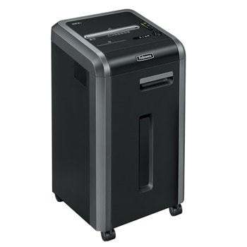 Шредер Fellowes Powershred 225Ci Cross-Cut (4622003), до 24 листа А4, раздробява карти/хартия/телчета/кламери, защита против задръстване, защита на ръцете, кошче за отпадъци с обем 60 литра | JAR Computers Fellowes Powershred 225Ci