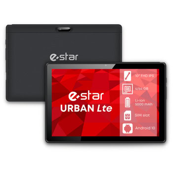 Таблет eSTAR Urban 1020L LTE (черен), слот за SIM карта, 10" (25.4 cm) HD дисплей, четириядрен Mediatek 8168 2.0GHz, 2GB RAM, 64GB Flash памет (+ microSD слот), 2 & 0.3 камери, Android, 480g | JAR Computers eSTAR Urban 1020L LTE