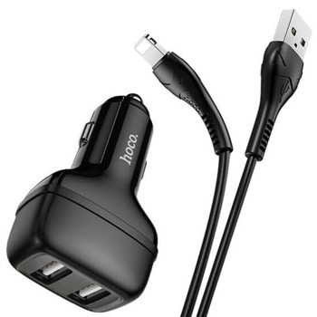 Hoco Dual USB Car Charger & Lightning Cable Z36