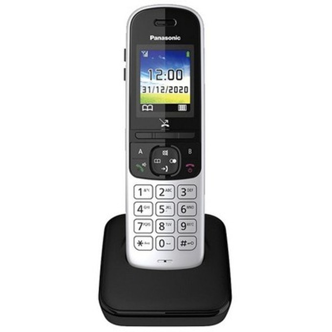 Безжичен телефон Panasonic KX-TGH710FXS, 1.8"(4.57cm) цветен LCD дисплей, бебефон, еко режим плюс, режим "Не безпокойте", адресна памет за 200 номера, сребристо-черен image
