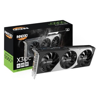 Видео карта Nvidia GF RTX 5060 Ti, 8GB, Inno3D X3, OC, PCI-E 5.0, GDDR7, 128-bit, DisplayPort, HDMI | JAR Computers Inno3D N506T3-08D7X-193075L