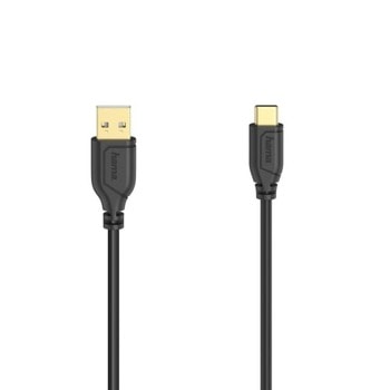 Кабел Hama 200634, от USB A(м) към USB C(м), 0.75m, черен | JAR Computers HAMA-200634
