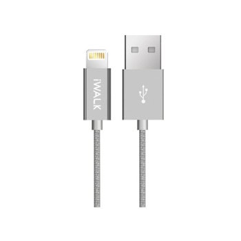 Кабел iWalk CSS002L-011A, от USB-A(м) към Lightning(м), 2m, сребрист | JAR Computers Кабел iWalk CSS002L-011A