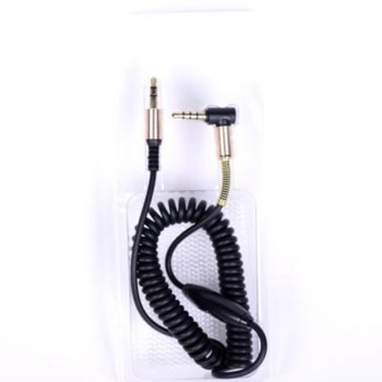 CABLE-404/1 silicon AUX+mic Black 3.5mm to 3.5