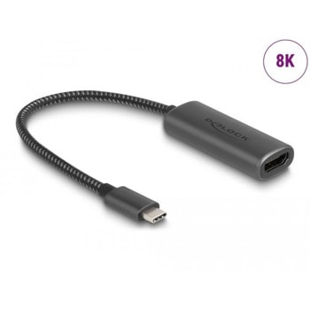 Адаптер Delock 64229, от USB-C(м) към HDMI(ж), сив, 8K@30Hz | JAR Computers DeLock 64229