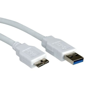 Кабел Roline S3051, от USB A(м) към USB Micro B(10-pin)(м), 0.8m, бял image