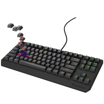 Клавиатура Genesis Thor 230 TKL Black (NKG-2077), механична, Outemu Red суич, гейминг, RGB подсветка, черна, USB | JAR Computers Genesis Thor 230 TKL Black Outemu Red NKG-2077