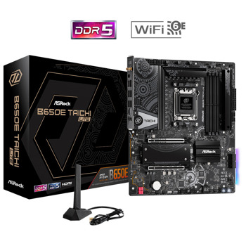 Дънна платка ASRock B650E Taichi Lite, B650, AM5, DDR5, PCIe 5.0 (HDMI), 3x M.2, 4x SATA 6Gb/s, 1x USB 3.2 Gen2 Type-C, 10x USB 3.2 Gen2, Wi-Fi, Bluetooth, E-ATX | JAR Computers Asrock B650E Taichi Lite 90-MXBMG0-A0UAYZ