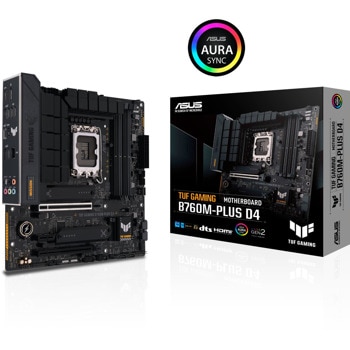 Дънна платка ASUS TUF Gaming B760M-Plus D4, B760, LGA1700, DDR4, PCI-E 5.0, (DP&HDMI), 4x SATA 6Gb/s, 2x M.2, 1x USB 3.2 Gen 2x2 Type-C, Micro ATX | JAR Computers Asus B760M-PLUS LGA1700 DDR4 90MB1DI0-M0EAY0