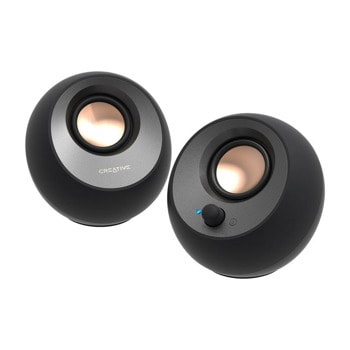Тонколони Creative Pebble V3, 8W RMS (4W + 4W), Bluetooth, USB, 3.5mm жак, черни | JAR Computers Creative PEBBLE V3 black