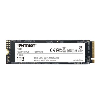 Памет SSD 1TB, Patriot P300 (P300P1TBM28), NVMe, M.2 PCIe (2280), скорост на четене 2100 MB/s, скорост на запис 1650 MB/s | JAR Computers Patriot P300 P300P1TBM28