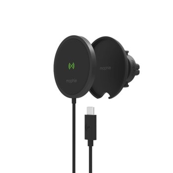 Безжично зарядно за кола Mophie Snap+, Wireless Vent Mount, Black | JAR Computers Зарядно със стойка за кола Mophie Snap+ Wireless V