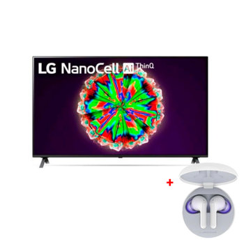 Телевизор LG 49NANO803NA в комплект със слушалки LG TONE Free MERIDIAN HBS-FN6, 49" (124.46 cm) 4K/UHD Smart TV, HDR, DVB-T2/C/S2, Wi-Fi, LAN, Bluetooth, 4x HDMI, 2x USB, енергиен клас G | JAR Computers LG 49NANO803NA + HBS-FN6
