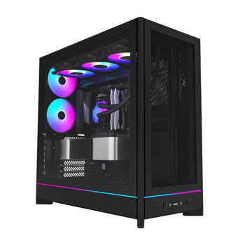 Кутия Montech HS01 PRO, ATX, ATX/mATX/Mini-ITX, 2x USB 3.0 Type-C, 5x 120mm вентилатора, с прозорец, черна, без захранване | JAR Computers Кутия Montech HS01 PRO черна