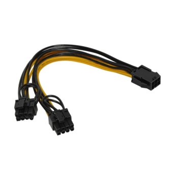 Кабел Makki MAKKI-CABLE-PCIE8-TO-2x8, от PCIe 8pin(ж) към 2x PCIe 8pin(м), 24см, подходящ за добив на криптовалути | JAR Computers Makki MAKKI-CABLE-PCIE8-TO-2x8