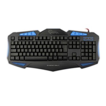 Клавиатура SBOX WHITE SHARK GK-1621B, гейминг, синя подсветка, черна, USB image
