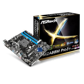 Дънна платка ASRock FM2A88M Pro3+, AMD A88X, FM2(+), DDR3 2400+(OC), PCI-E (HDMI & DVI), SB5.1, Lan1000, 8x SATA3 6Gb/s RAID,0,1,5,10, 2x USB 3.0, mATX | JAR Computers ASRock FM2A88M Pro3+