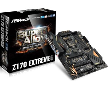 Дънна платка ASRock Z170 Extreme6, Z170, LGA1151, DDR4, PCI-E (DP&HDMI)(CFX&SLI), 6x SATA 6Gb/s, 2x SATA Express, 1x Ultra M.2 Socket, USB 3.1, ATX | JAR Computers ASRock Extreme6