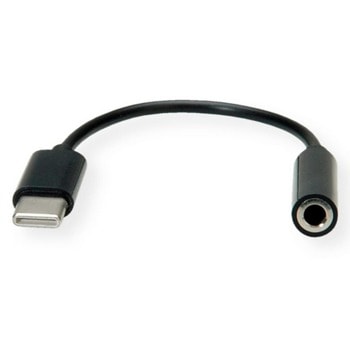 Адаптер Roline 12.99.3214, от USB-C(м) към AUX(ж), 0.13m, черен | JAR Computers Roline 12.99.3214