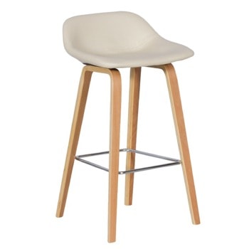 Бар стол Carmen 3088, до 100кг, дърво/еко кожа, дървена база, бук, крем image