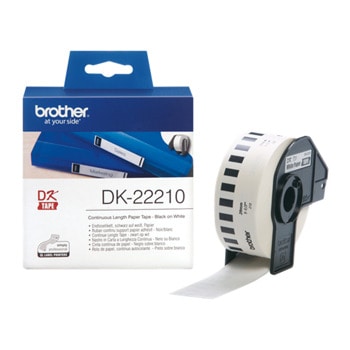 Лента за етикетен принтер Brother тип DK, черно върху бяло, 29mm x 30.48m, PN: DK-22210 | JAR Computers ЛЕНТА ЗА ЕТИКЕТНИ ПРИНТЕРИ BROTHER ТИП QL - CONT