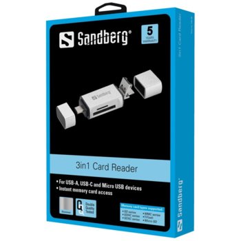Четец за карти Sandberg USB C USB A