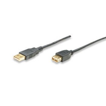 Кабел MANHATTAN 390316, USB A(м) към USB A(ж), 1.8m, черно | JAR Computers MANHATTAN USB A(м) към USB A(ж) 1.8m 390316